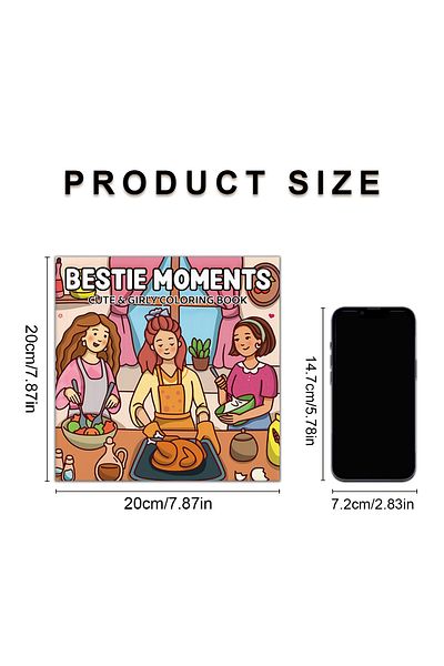 Choice X1-1176 BESTIE MOMENTS CUTE & GIRLY COLORING BOOK 24 Page For Adults And Teens Birthday Party Reliev