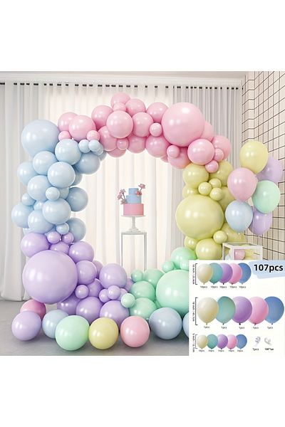 Choice As Picture MULTI 107pcs Macaron Color Balloon Wreath Arch Set, Macaron Pink Balloon Wreath, Bohemian