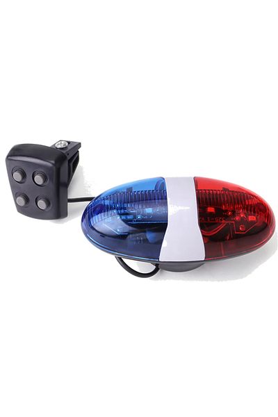 Choice 1 Pcs Bicycle Police Siren 4 Sounds Melody Bicycle Power Horn Siren Bell 6-LED Strobe Blue and Red B