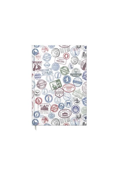 OEM A5 Unfolded Notebook Artpress, Travel Stamps, 100 Files, Glossy Burette Cover, Multicolor, 80 gsm