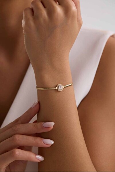 Sembol Gold Balık Sırtı Baget Bileklik 17+3 cm