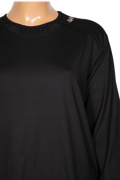 Pıtırcık Cimariva Women's Meyra Large Size O Neck Embroidered Black Blouse