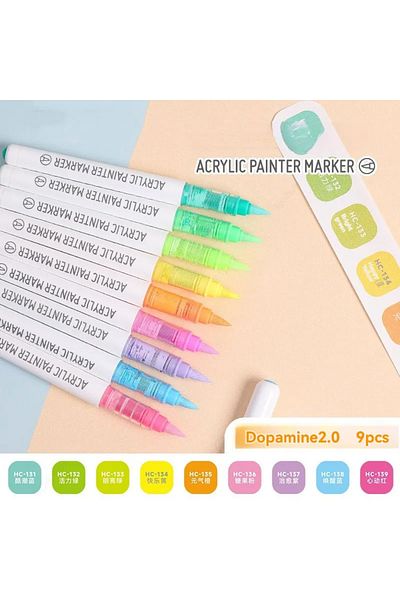 Choice SET M 9pcs/Box Mix Color Acrylic Markers Set Art Rock Painting Pens Kids Gift Graffiti For Stone Gla
