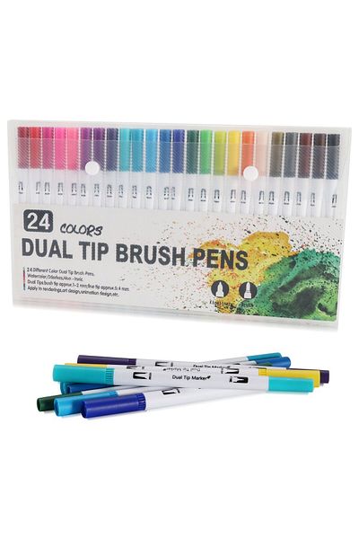 Choice W-24 12/24/36/48 Colors Art Marker Dual Brush Pens Brush and Fine Tip Watercolor Drawing Painting St