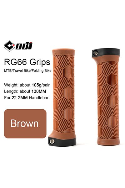 Choice RG66-Brown ODI MTB Bicycle Grips Lock-on 22.2MM Rubber Handlebar Cover Comfortable Wing Shape Anti-s
