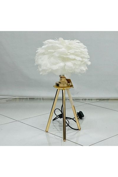 DEC10 Elegant white and gold lampshade