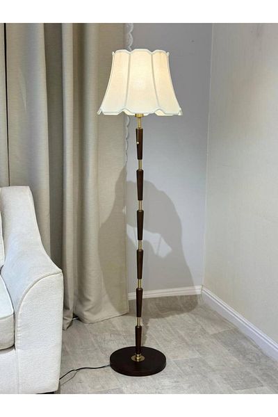 foryou Floor lamp, wooden spiral column, brown, 158 cm
