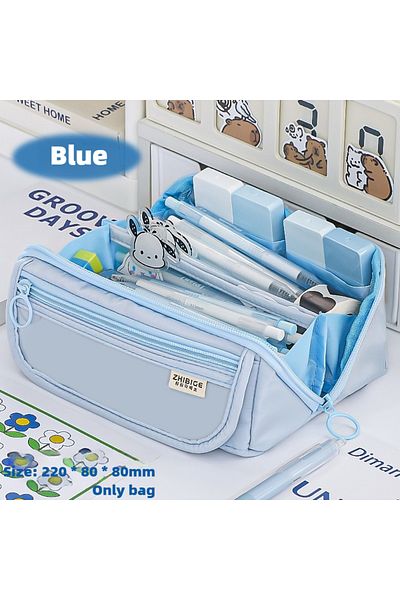 Choice Blue Prism Pencil Case Large Capacity Student Stationery Case Pencil Bag High Value Stationery Bag M