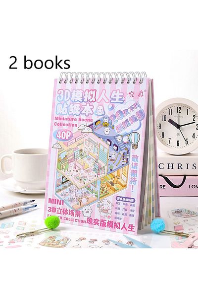 Choice S25469-1 1style 40pcs/book Cartoon Cute 3d Three-dimensional Scene Sticker Book Children's Stickers