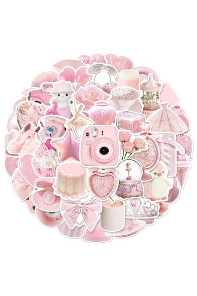 Choice 50PCS Simple Cute Pink Sweety Girl Style Graffiti Stickers for Bicycle Hand Account Pencil Case D...