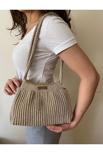 Nillys Women's Polyester Macrame Knitted Shoulder Bag (30X22)
