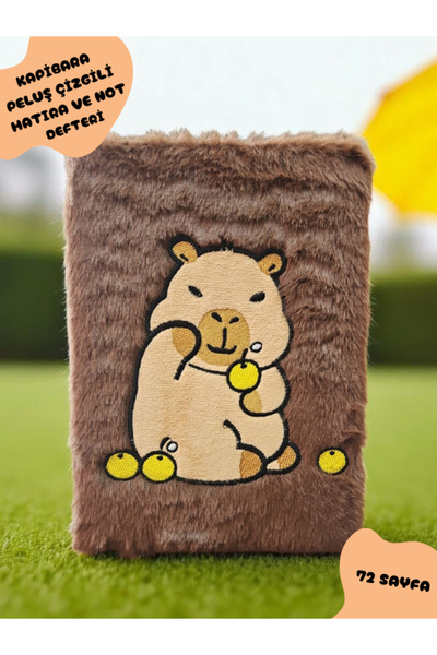 ALLStore Capybara (KAPİBARA) PELUŞ kAPAKLI Defter 72 YAPRAK KAHVERENGİ