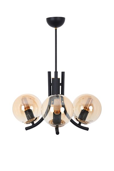 MŞ Aydınlatma Tetra Black Gold 3 Honey Glass Chandelier