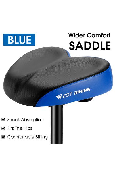 Choice 0801133Black Blue WEST BIKING Comfortable Bicycle Saddle Double Shock Absorption Commuter Cycling Se
