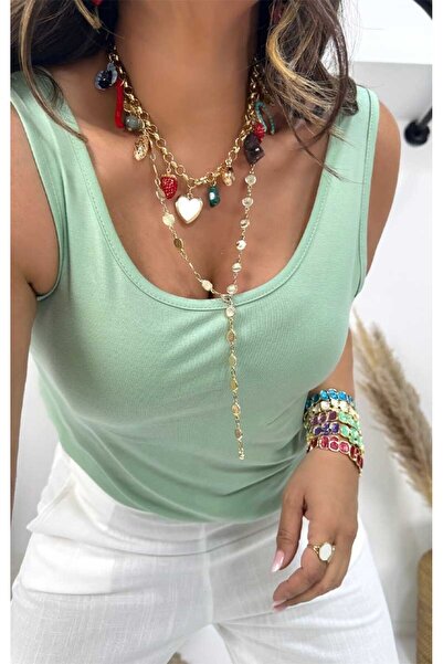 Sohotique By P Lycra Modal Fabric Round Neck Undershirt Nile Green