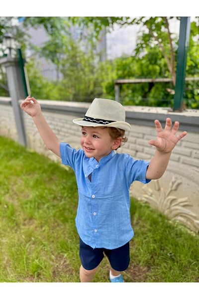 Rhythm Clothing Gökjoy Kids Casual Bottom-Top Set for Boys with Linen Look, Shirt and Shorts with Accessories and Gifts