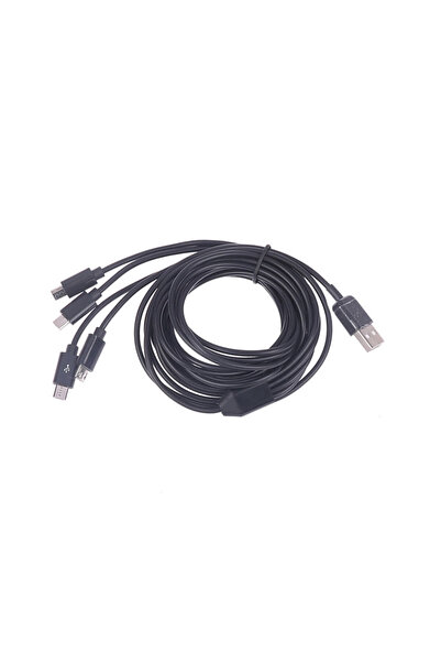 Choice كابل شحن متعدد USB صغير أسود بطول 1.5 متر، كابل مقسم USB صغير بأربعة م...