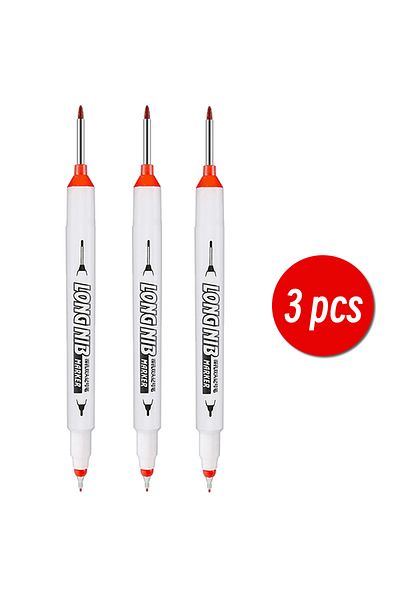 Choice 3 pcs Red 20mm Double-Tip Deep Hole Long Head Nib Markers For Metal Pen Waterproof Bathroom Woodwork