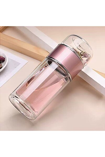 Choice 420ML pink 420ML Tea Water Bottle High Borosilicate Glass Double Layer Tea Water Cup Infuser Tumbler