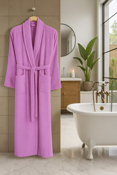 Lio20 Unisex Mărime Mare Model Halat de baie-Baie-Saună-Wellness Spa-Hamam-Bumbac-3XL 4XL-Roșu uscat