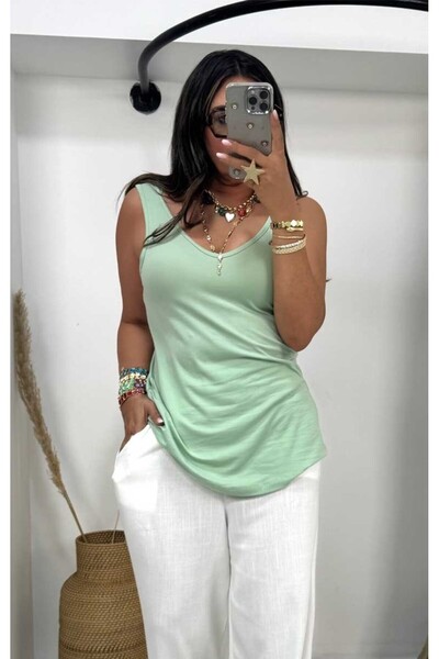 Sohotique By P Lycra Modal Fabric Round Neck Undershirt Nile Green