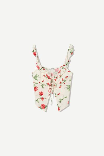 Bershka Printed textured strappy top