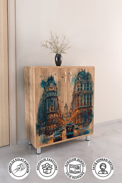 hediye kapında City Lights 4 Raflı Ayakkabılık Antre Hol Çok Amaçlı Ayakkabı ...