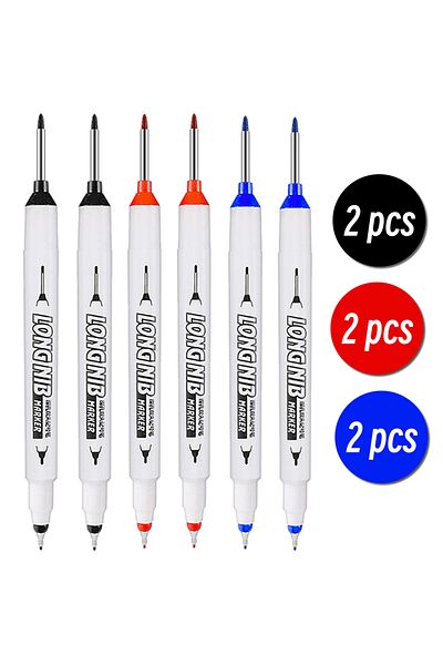 Choice 2black 2red 2blue 20mm Double-Tip Deep Hole Long Head Nib Markers For Metal Pen Waterproof Bathroom