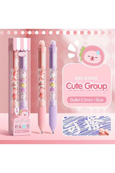 Choice Blue Cute Group Press to Wipe pen Neutral Pen Ballpoint Pen Third Grade Easy to Wipe Student Cartoon