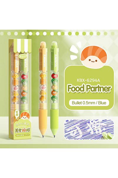 Choice Blue Food Partner Press to Wipe pen Neutral Pen Ballpoint Pen Third Grade Easy to Wipe Student Carto