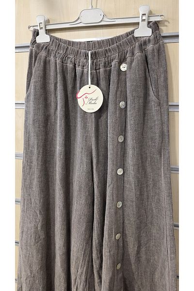 Park Moda Italian Linen Trousers with Button Detail
