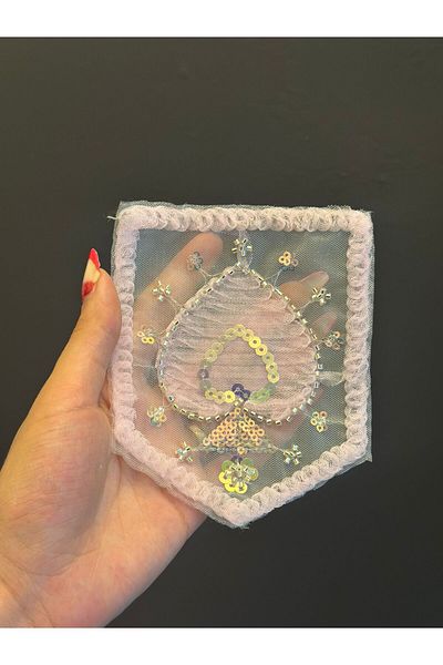Gönülden Tasarım Bead Puls Embroidery Matching Girl's Pocket Embroidery Sewing Application 14X12 cm Pink