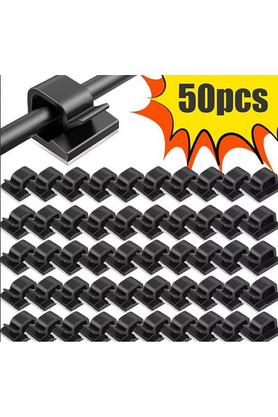 Vikefon 50 قطعة سوداء 50/100 قطعة منظم كابلات مشابك إدارة الكابلات مدير الأسلاك حامل سلك شحن USB D