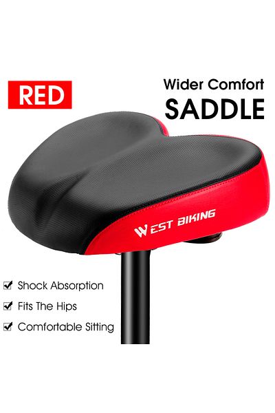 Choice 0801133Black Red WEST BIKING Comfortable Bicycle Saddle Double Shock Absorption Commuter Cycling Sea