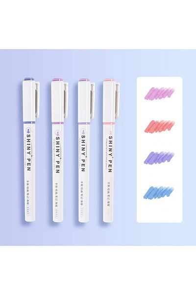 Choice Highlighter Set A 4 Colors Highlighter Pens Shining Highlighter Markers Kawaii Stationery Supplies B