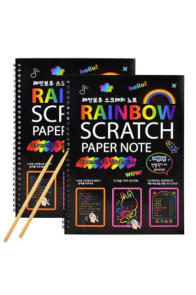 Choice 2PCs 2PCs Rainbow Scratch Paper Children's Scratch Book Art Book DIY Rainbow Art Paper Card Neon Scr