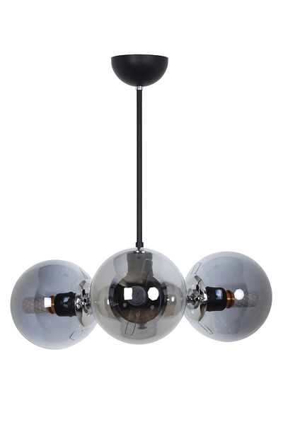 MŞ Aydınlatma Orbic Black Chrome 3 Smoked Glass Chandelier