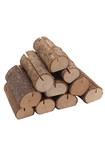 Alloet 10 قطع حامل بطاقات مكان من الخشب الطبيعي الريفي، 10 قطع حاملات أسماء و...