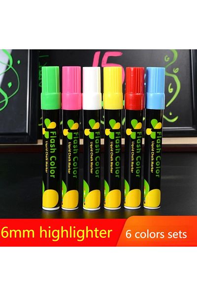 Choice 6mm 6pcs 8 Color/set LED Highlighter Fluorescent Marker Pens Erasable Chalk 5/6/8/10mm Stationery Fo