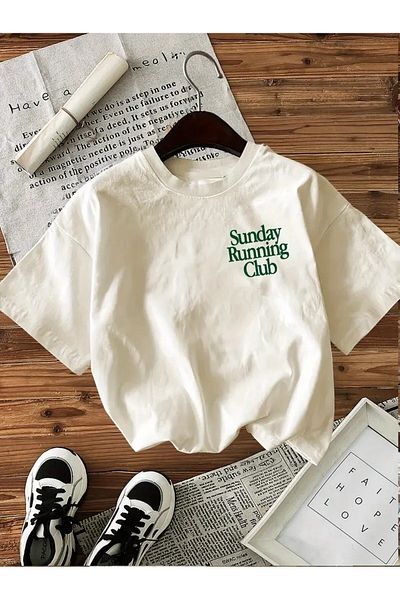 vikitekno Oversize Sunday Running Printed Design Women's T-Shirt