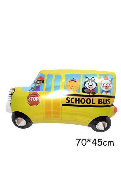 Choice Other AS PICTURE School bus 3D Stereo Cartoon Assembled Car Aluminum Film Hot Wheels Party Balloon B