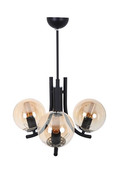MŞ Aydınlatma Tetra Black Chrome 3 Honey Glass Chandelier