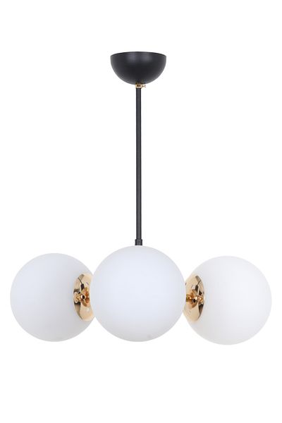 MŞ Aydınlatma Orbic Black Gold 3 White Glass Chandelier