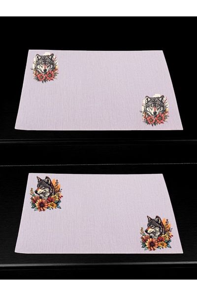 lili hediyelik Flower And Wolf Printed Τραπέζι Κουζίνας Λινό Πανί σερβιρίσματος 28x40 cm American Service