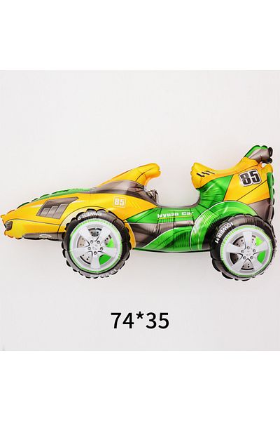 Choice Other AS PICTURE 3D racing car yellow 3D Stereo Cartoon Assembled Car Aluminum Film Hot Wheels Party