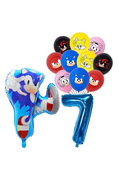Miniso set 12pcs 12pcs Anime Sonic The Hedgehog Balloon Number Foil Globos 1 2 3 4 Years Old Birthday Party