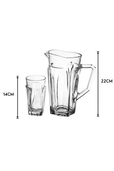 Delisoga Glass Pitcher and Cups Set 7 Pieces