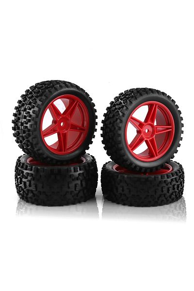 Choice 4pcs red RS Wear-Resistant Off Road Tires Plastic Wheel Rim Rubber Tyre for 1:10 RC Car HSP 94107 94
