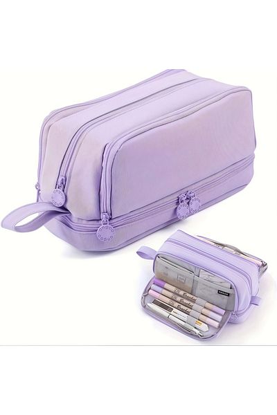Choice Pale purple Large capacity portable stationery case, durable scratch resistant pencil case, school,