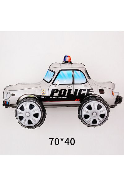 Choice Other AS PICTURE 3D police car white 3D Stereo Cartoon Assembled Car Aluminum Film Hot Wheels Party
